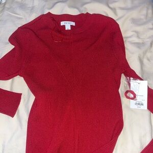 Red ribbed brand new long sleeve sweater - perfect for fall!